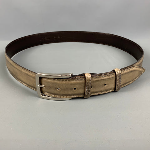 VINTAGE Taille 34 Ceinture en cuir gris taupe