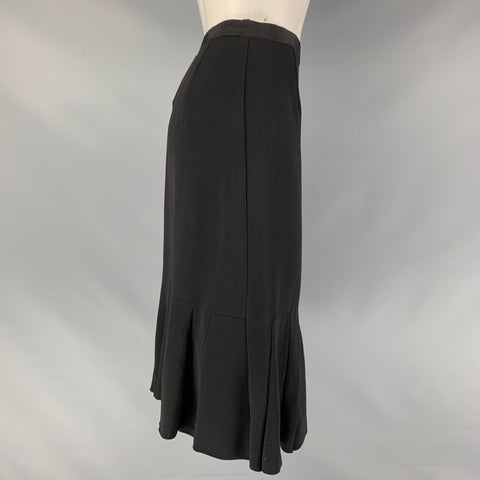 PRADA Size 4 Black Viscose & Acetate Pleated Tulip Skirt