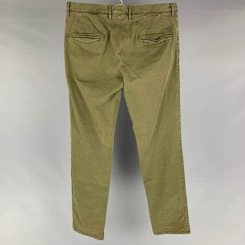 INCOTEX Size 33 Green Olive Slim Fit Casual Pants