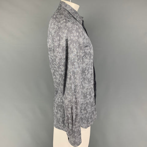 TED BAKER Camisa de manga larga con botones de algodón floral gris talla L