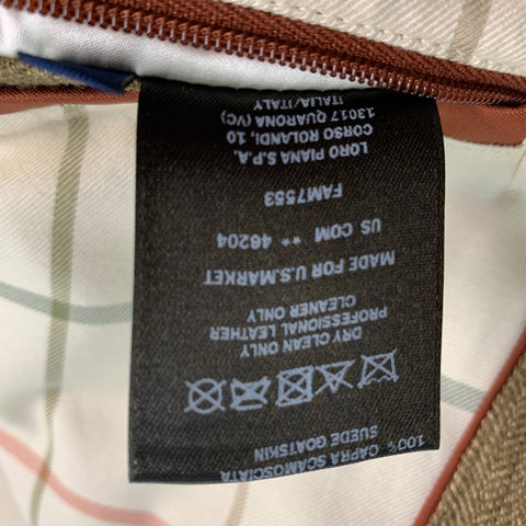 LORO PIANA Size S Brown Olive Flax Herringbone Zip Up Coat