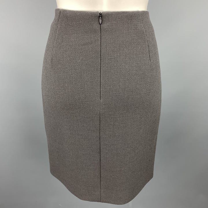 AKRIS Size 4 Grey Wool Back Pencil Skirt