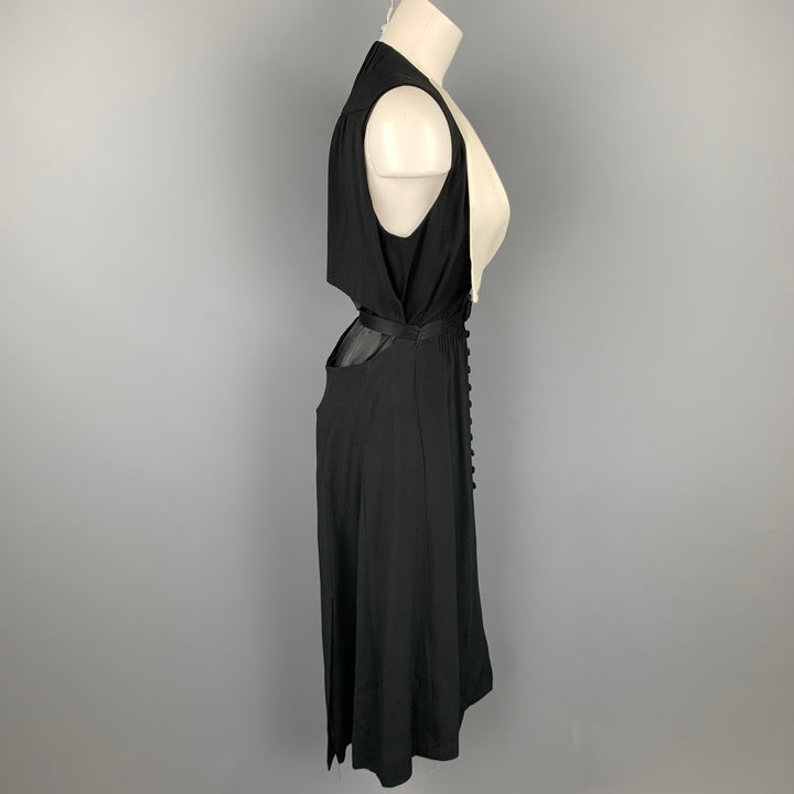 MARC JACOBS Size 6 Black & White Crepe Acetate / Viscose Sleeveless Belted Dress