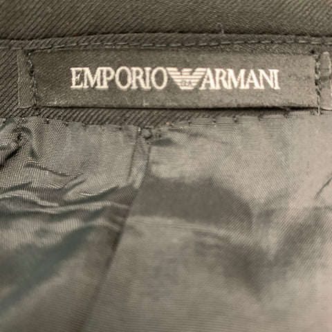 EMPORIO ARMANI Size 46 Black Solid Wool Tuxedo Sport Coat