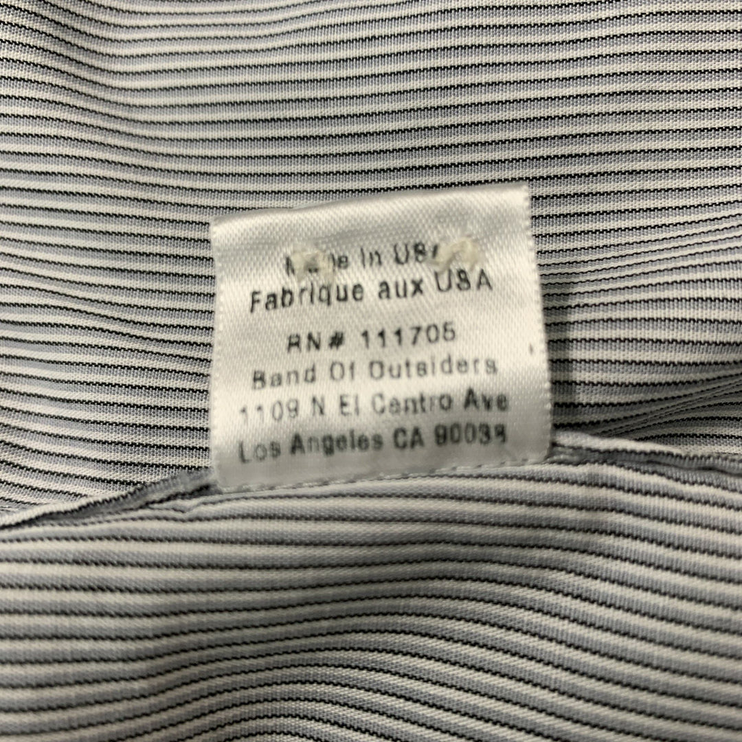 BAND OF OUTSIDERS Taille L Chemise à manches longues en coton à rayures bleues, grises et blanches