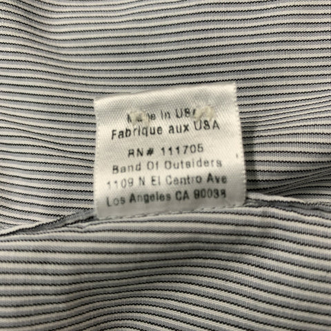 BAND OF OUTSIDERS Size L Blue, Gray & White Stripe Cotton Long Sleeve Shirt