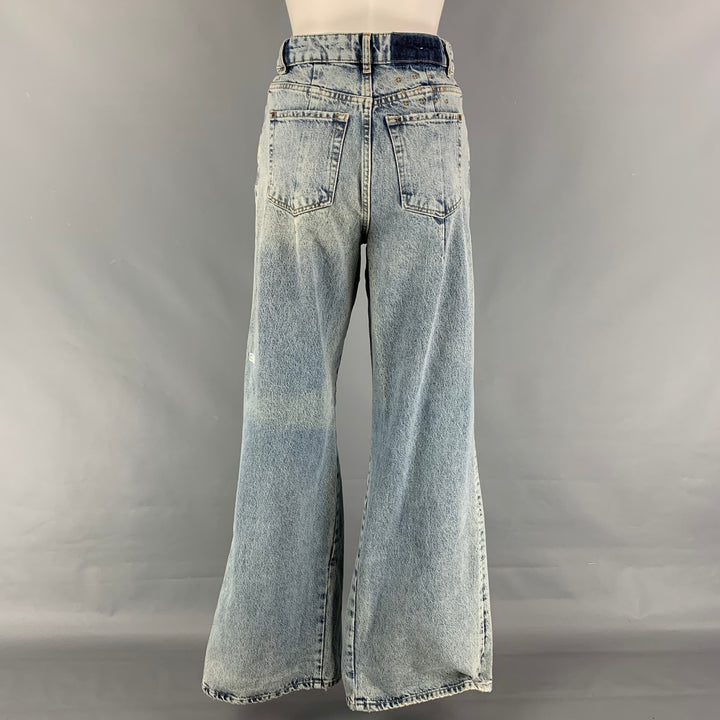 KSUBI Taille 26 Bleu Clair Coton Contrast Stitch Bell Bottom Kicker Jinx Jeans