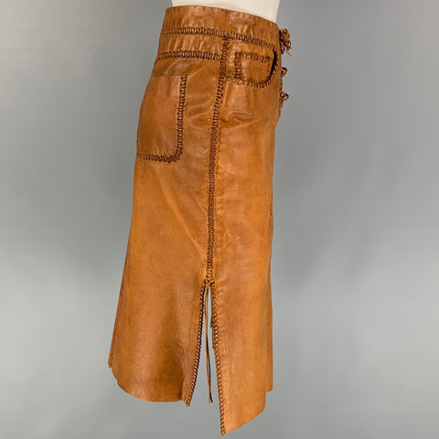 RALPH LAUREN Blue Label Size 6 Tan Leather Western Skirt