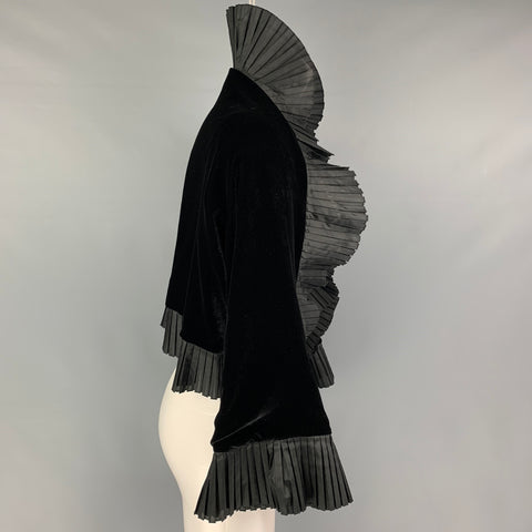 GIORGIO ARMANI Size One Size Black Viscose Ruffle Silk Cape Jacket
