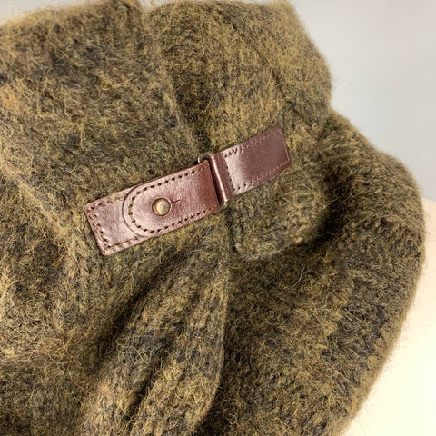 JOHNNY LOVE Green Knitted Alpaca Blend Scarf