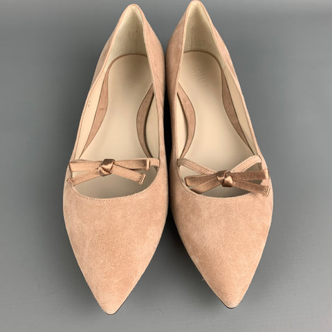 ARMANI COLLEZIONI Size 9 Nude Suede Silk Bow Flats