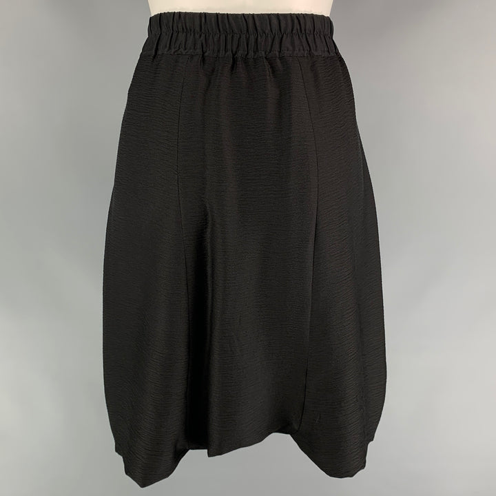 RICK OWENS NASKA S/S 12 Size 6 Black Ribbed Silk Bermuda Shorts