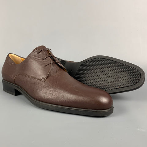A. TESTONI Size 12 Brown Leather Lace Up Shoes