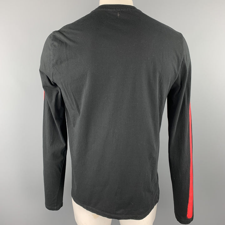 NEIL BARRETT Taille XL T-shirt à manches longues en coton noir et rouge