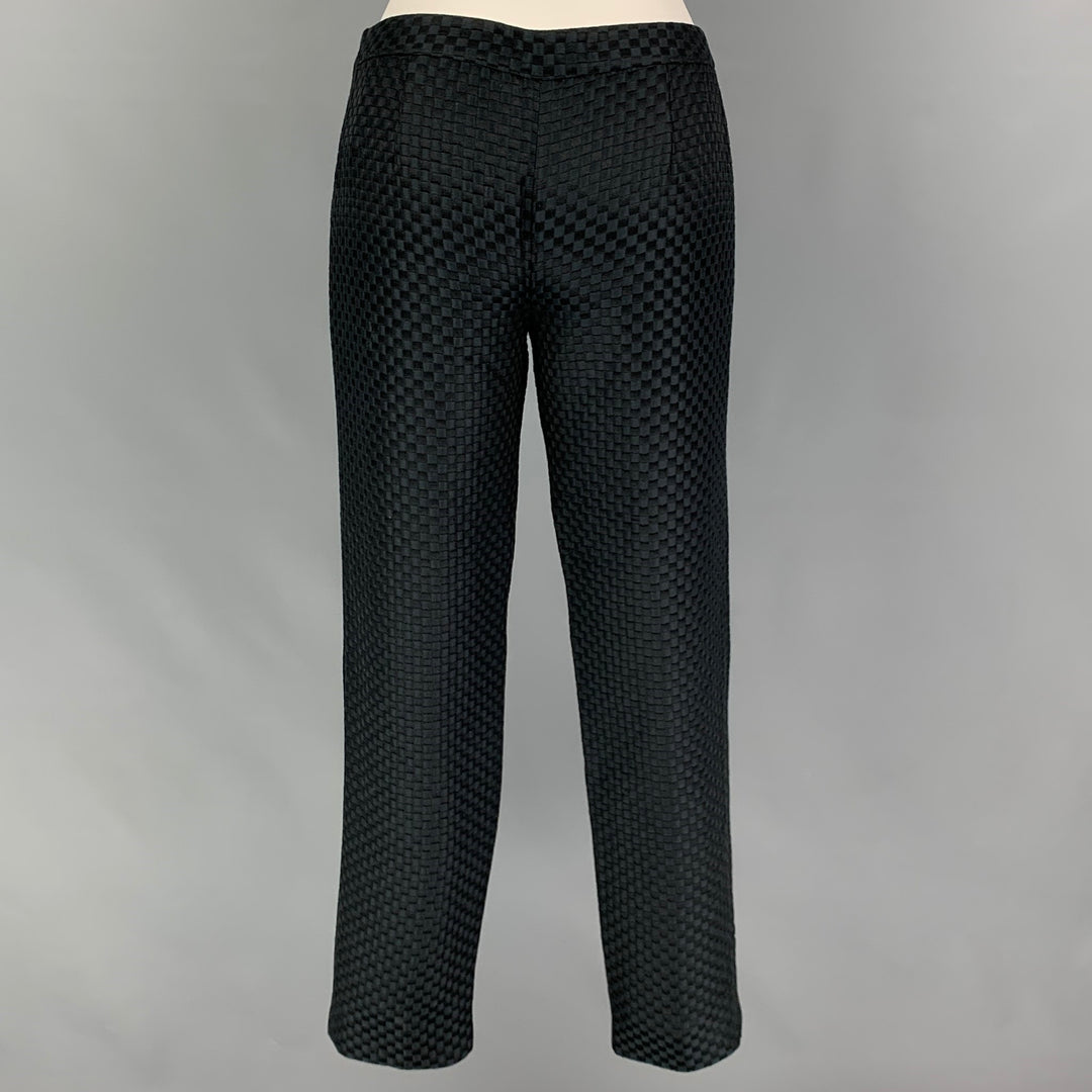 VALENTINO Taille 2 Pantalon habillé noir à carreaux et fermeture éclair latérale