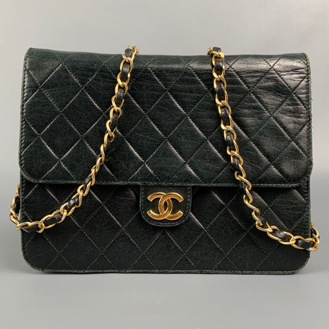 Vintage CHANEL Black Quilted Leather Shoulder Bag Handbag