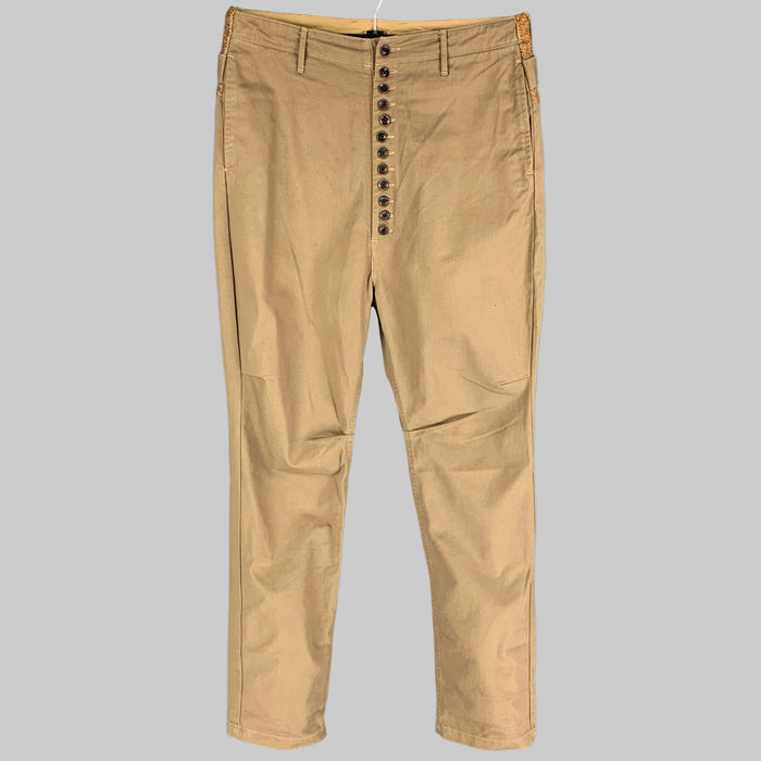 KAPITAL Size L Khaki Cotton High Waisted Casual Pants