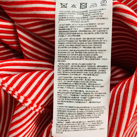 EMPORIO ARMANI Size 6 Red White Viscose Blend Stripe Pleated Dress