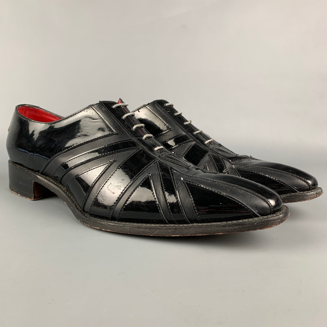 JEFFERY WEST Size 11.5 Black Patent Leather Lace Up Shoes