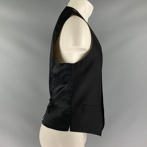 DOLCE & GABBANA  Size 38 Black Solid Wool & Silk Buttoned Vest