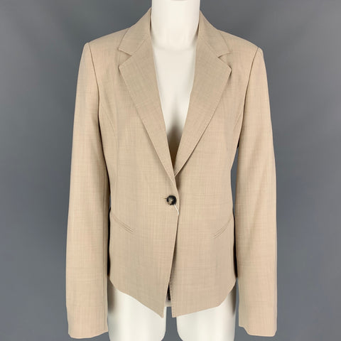 MAX MARA Size 12 Beige Virgin Wool Notch Lapel Jacket