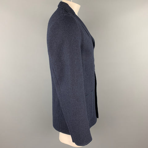 SAMSONITE Size L Navy Mohair / Cashmere Notch Lapel Jacket