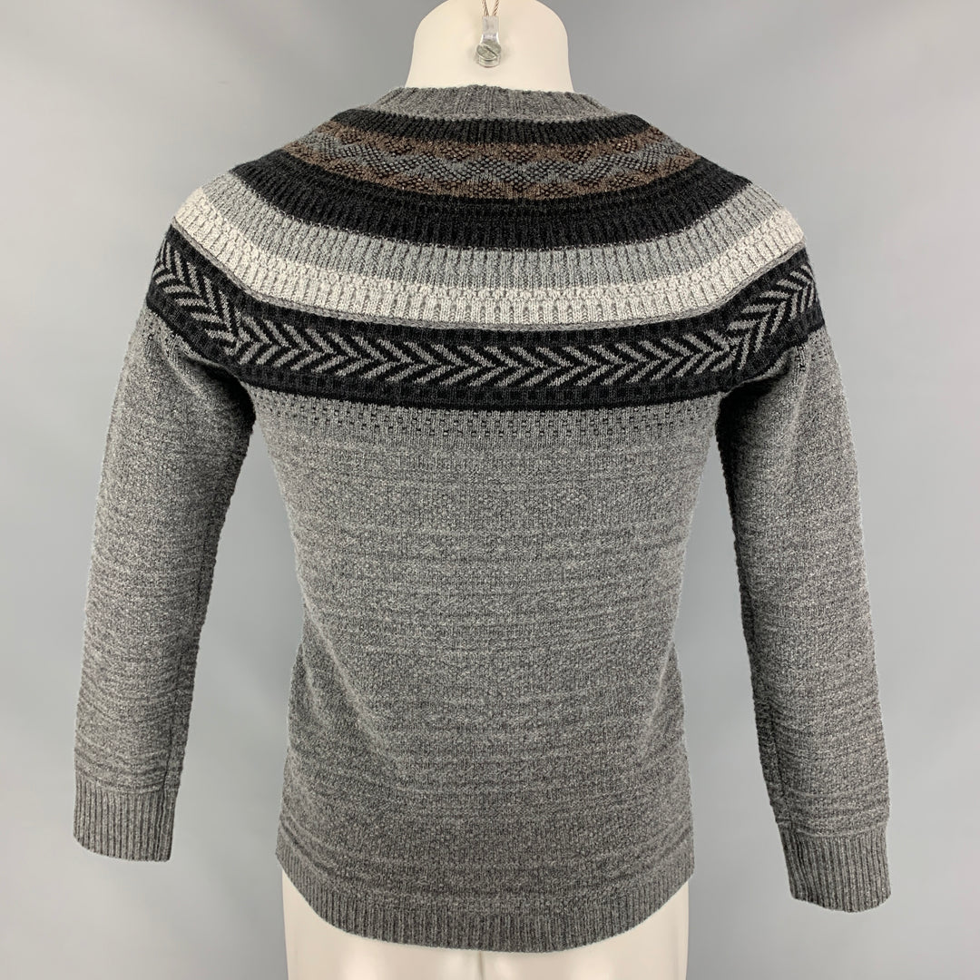 BURBERRY PRORSUM by Christopher Bailey Pre-Fall 2011 Size XS Grey Fairisle Lambswool / Cashmere Pullover Sweater
