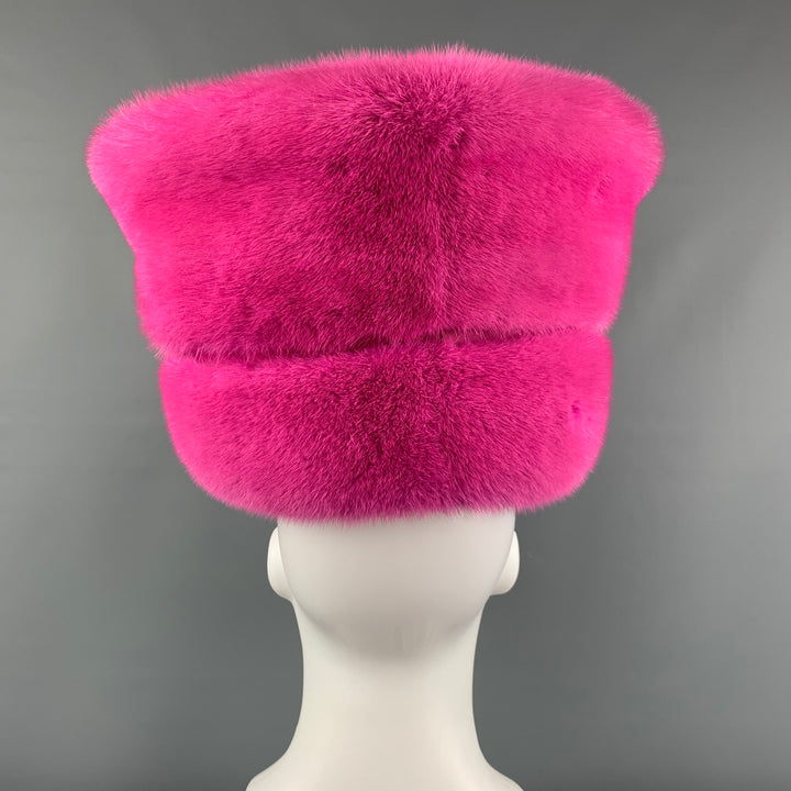 SUZANNE Pink Textured Mink Fur Couture Millinery Hat