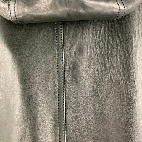 BAND OF OUTSIDERS Size L Black Leather Hooded Jacket