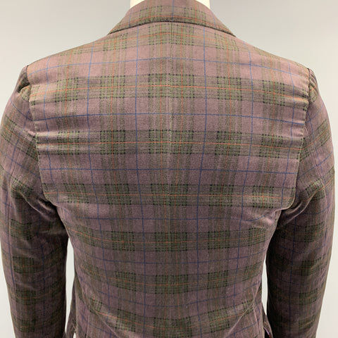 ETRO Size 40 Plaid Brown Velvet Notch Lapel Sport Coat