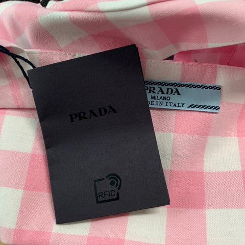 PRADA Size 2 Pink White Cotton Gingham Bralette Casual Top
