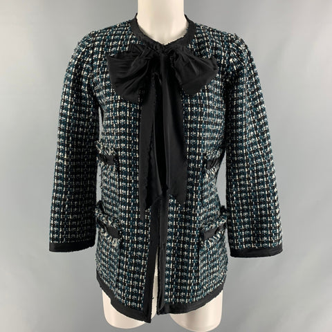 MARC JACOBS Talla 2 Chaqueta de lana y modal negra, blanca y verde