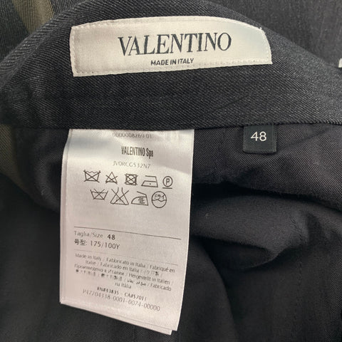 VALENTINO Size 32 Charcoal & Olive Wool Tuxedo Dress Pants