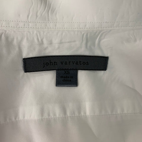JOHN VARVATOS Size XS White Solid Cotton One pocket Long Sleeve Shirt