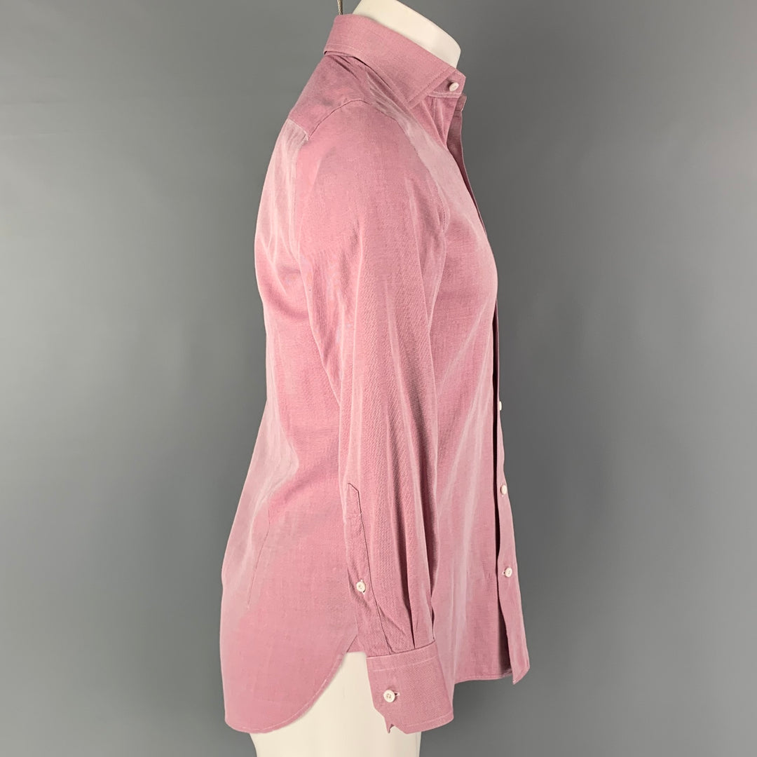 THE SUIT COMPANY Size S Red White Stripe One pocket Long Sleeve Shirt