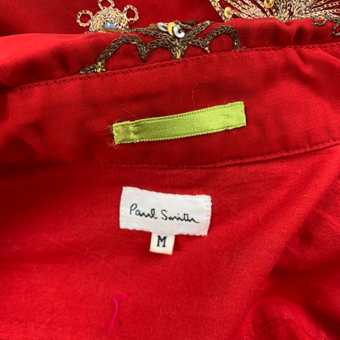 PAUL SMITH Size M Red Gold Embroidery Polyamide Double Layer Long Sleeve Shirt