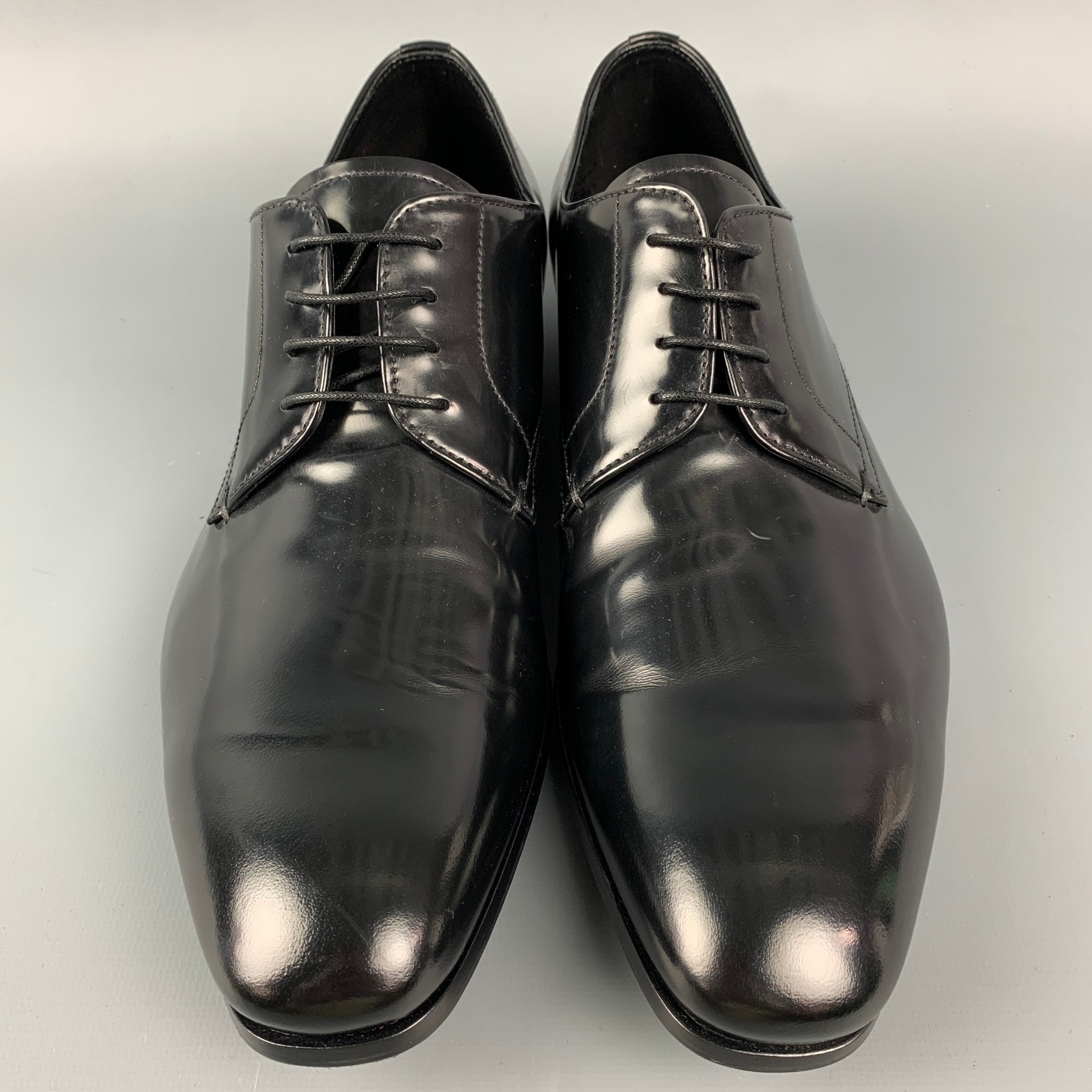 PRADA Size 6 Black Patent Leather Oxford Lace Up Shoes – Sui