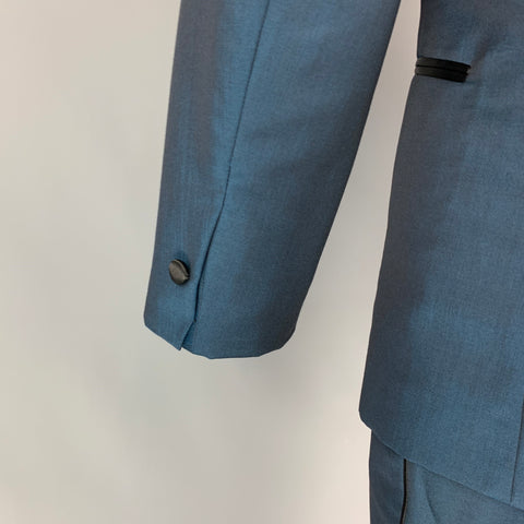 TED BAKER Size 38 Regular Teal & Black Wool / Mohair Tuxedo Suit