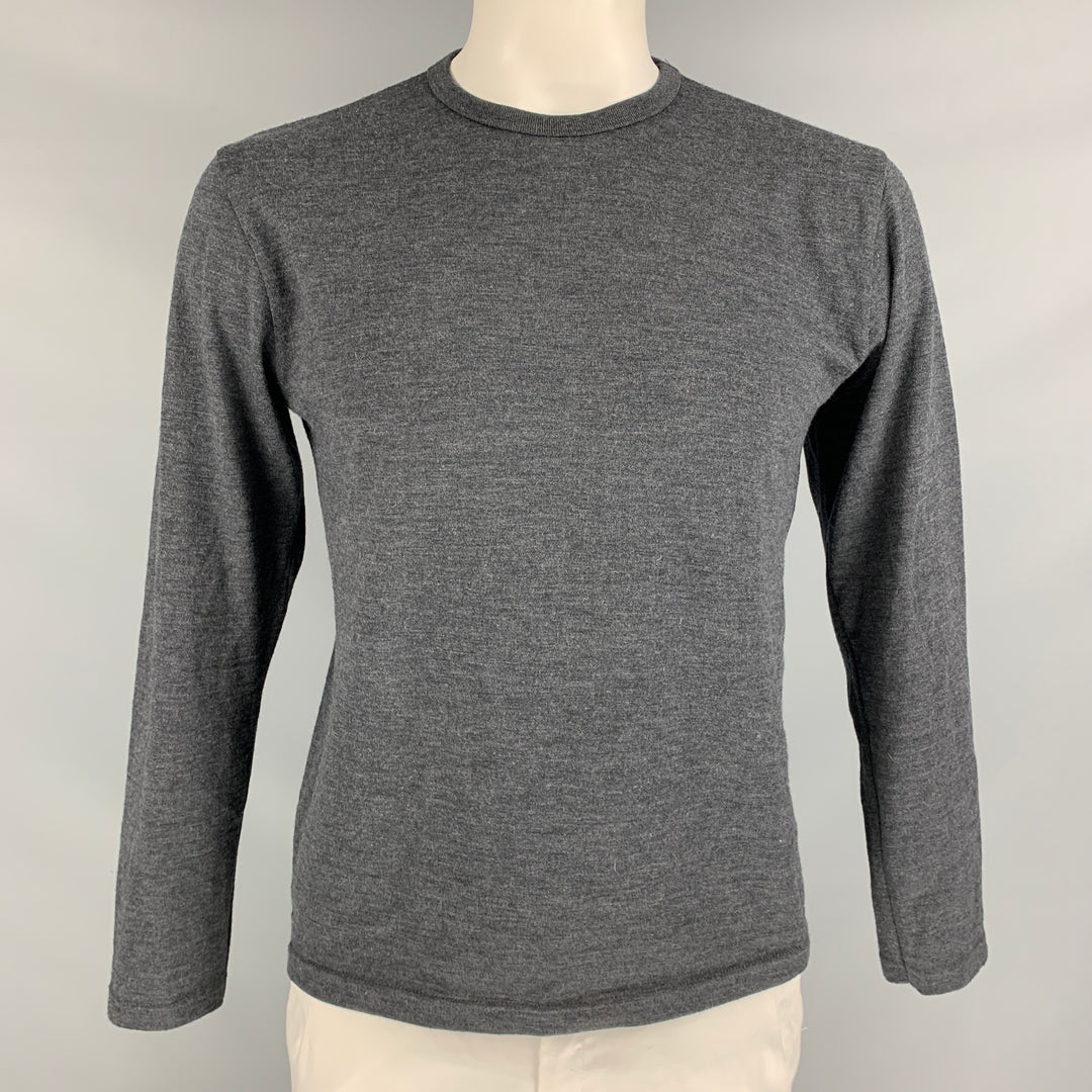 SUNSPEL Size L Charcoal Knitted Wool Crew-Neck Pullover