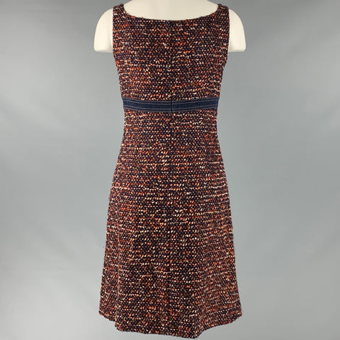 ESCADA Taille 4 Robe sans manches texturée en mélange de laine orange marine