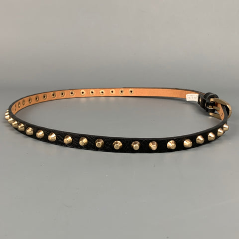 NO BRAND Ceinture fine en simili cuir clouté noir taille S