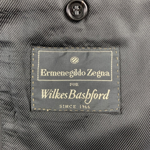 ERMENEGILDO ZEGNA Size 40 Regular Black Wool Peak Lapel Tuxedo