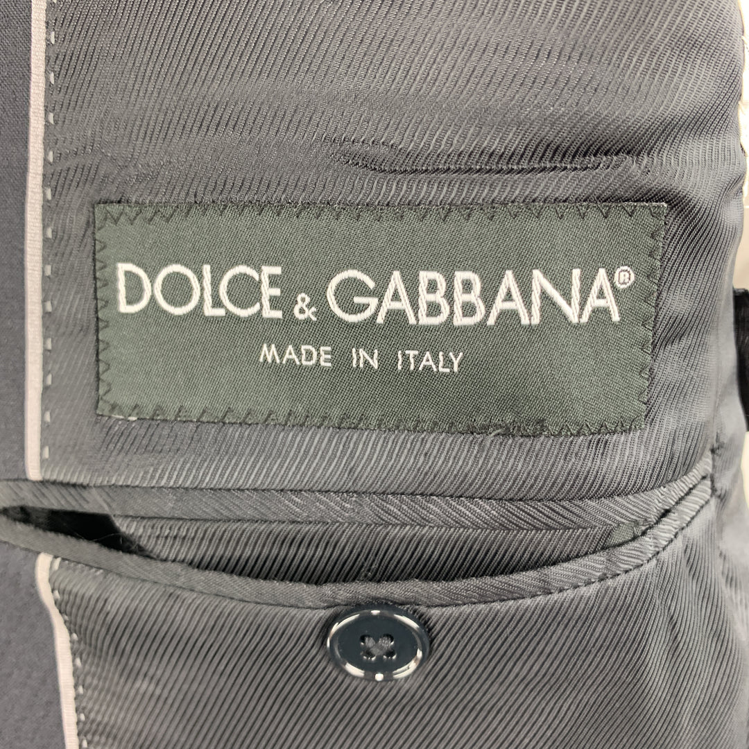 DOLCE &amp; GABBANA Taille 42 Manteau de sport à revers en laine à tête de clou bleu marine