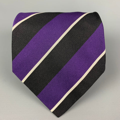 RALPH LAUREN Purple Stripe Silk Tie