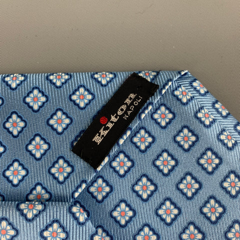 KITON Light Blue Abstract Floral Silk Tie