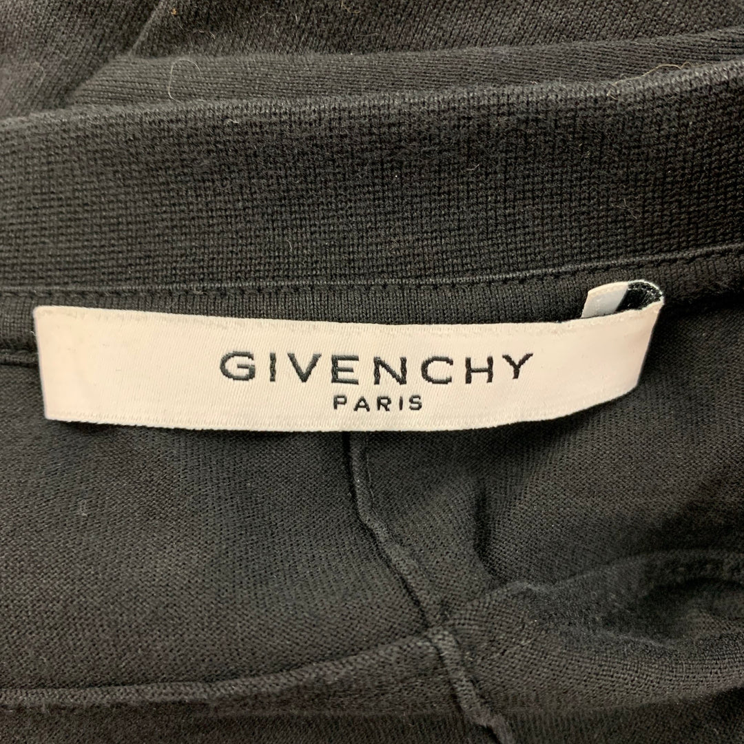 GIVENCHY SS 15 Size L Black White Floral Cotton Crew-Neck T-shirt