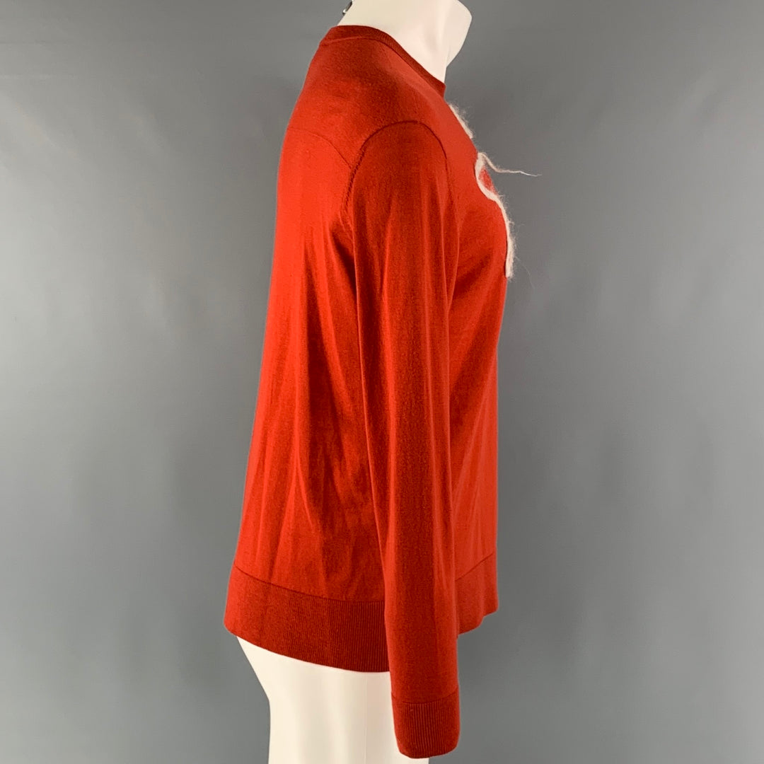 ACNE STUDIOS Size XS Orange Cream Stars Merino Wool Crew-Neck Pullover