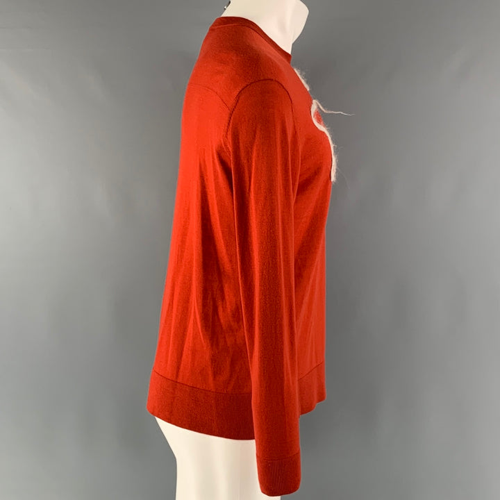 ACNE STUDIOS Size XS Orange Cream Stars Merino Wool Crew-Neck Pullover