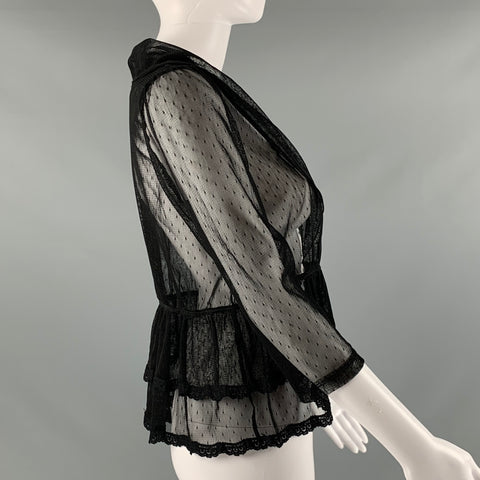 KIMCHI BLUE Size S Black See Through Open Front Casual Top