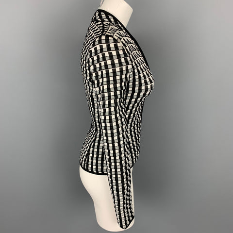 GIORGIO ARMANI Talla 0 Blazer de mezcla de viscosa texturizada en blanco y negro